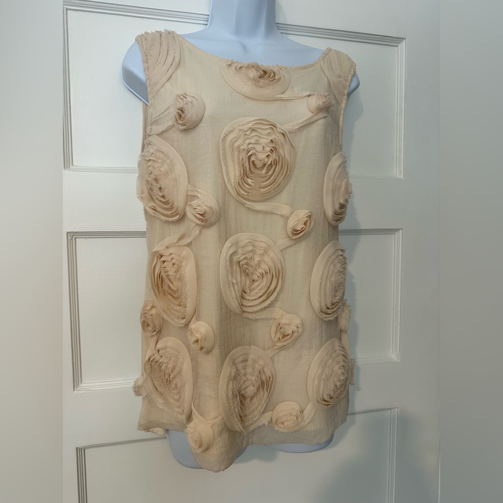 Yoana Baraschi Cream Textured Blouse from Anthropologie Sz M